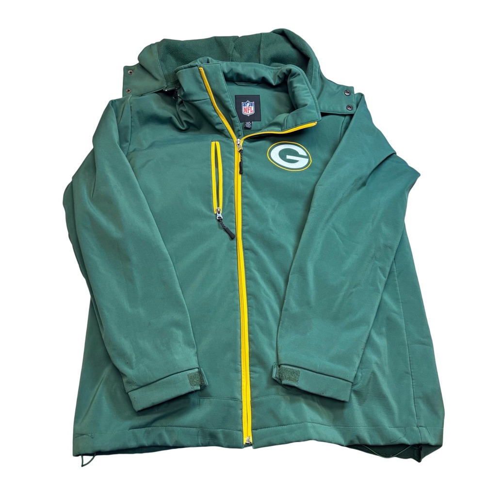 NFL | Green Bay Packers | Parka‎ |  Men's Large | Full Zip Hooded | FLAWED